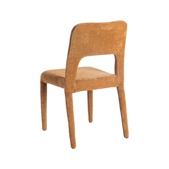 Set de 4 scaune de dining portocalii din stofă cu structură metalică [6]