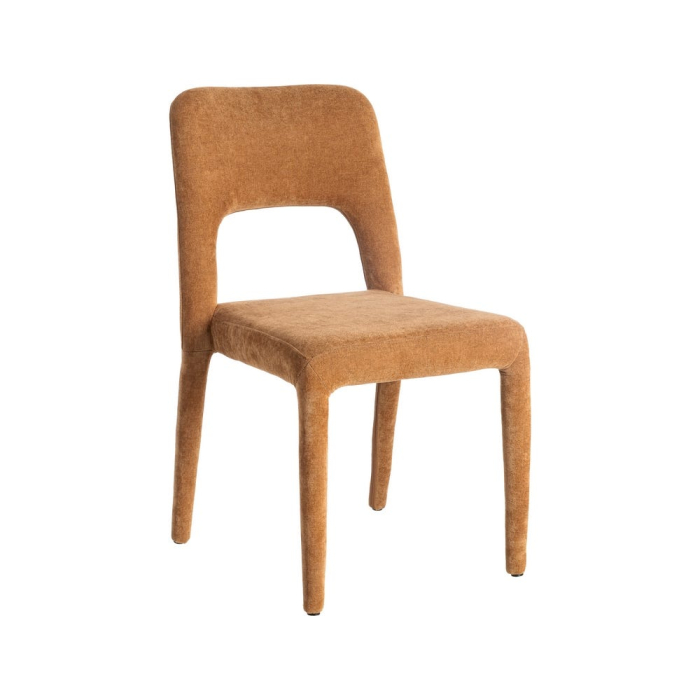 Set de 4 scaune de dining portocalii din stofă cu structură metalică [3]