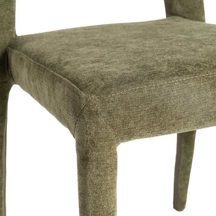 Set de 4 scaune de dining verzi din stofă cu structură metalică [8]