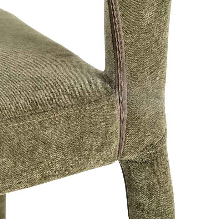 Set de 4 scaune de dining verzi din stofă cu structură metalică [7]