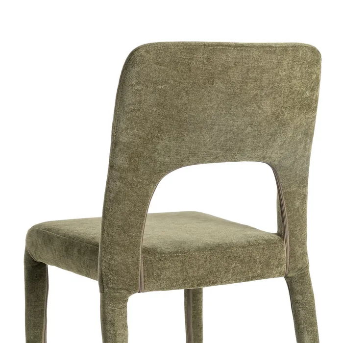 Set de 4 scaune de dining verzi din stofă cu structură metalică [6]