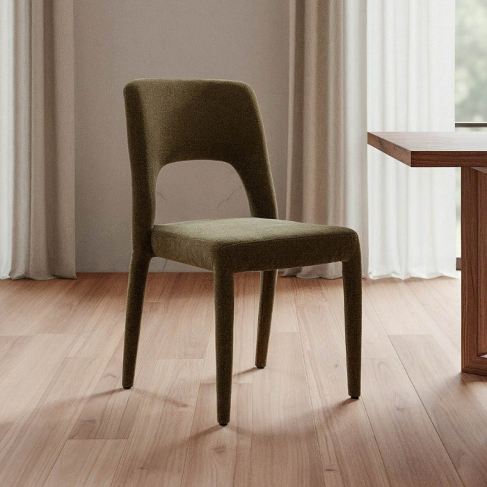 Set de 4 scaune de dining verzi din stofă cu structură metalică [1]