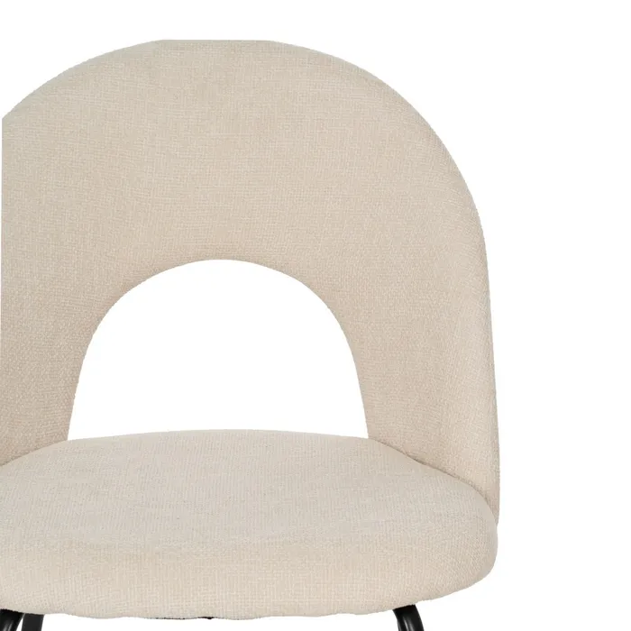 Scaune crem cu tapițerie textilă și picioare negre – set 4 bucăți, design curbat [5]