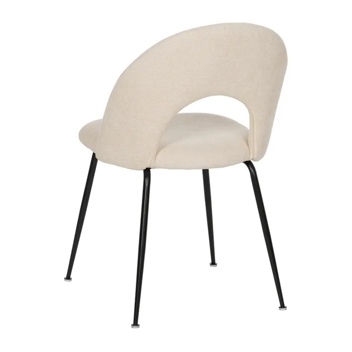 Scaune crem cu tapițerie textilă și picioare negre – set 4 bucăți, design curbat [4]