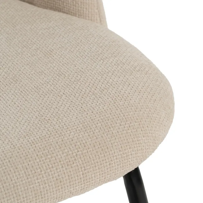 Scaune crem cu tapițerie textilă și picioare negre – set 4 bucăți, design curbat [7]