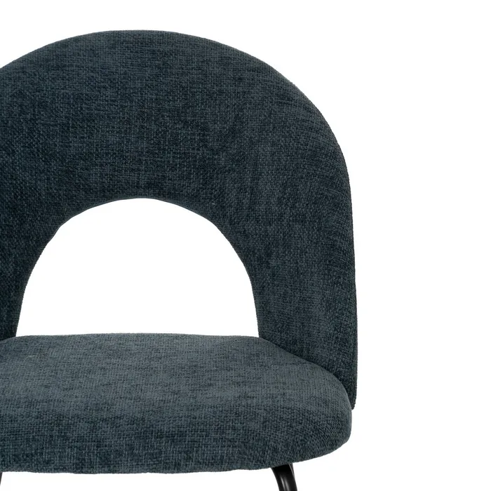 Scaune bleumarin cu tapițerie textilă și picioare negre – set 4 bucăți, design curbat [5]