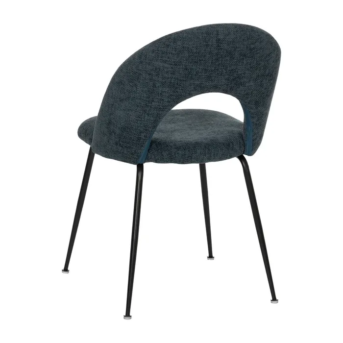 Scaune bleumarin cu tapițerie textilă și picioare negre – set 4 bucăți, design curbat [4]