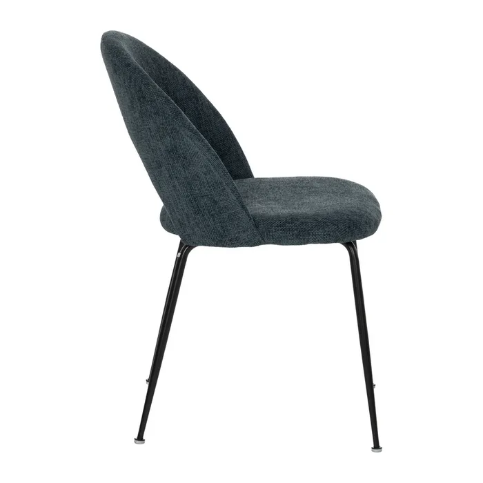Scaune bleumarin cu tapițerie textilă și picioare negre – set 4 bucăți, design curbat [3]