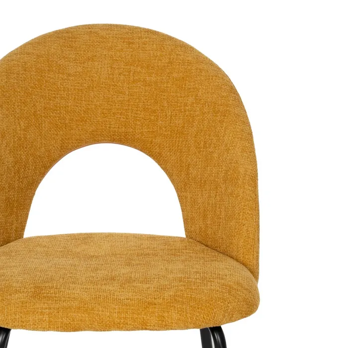 Scaune galben muștar cu tapițerie textilă – set 4 bucăți, design curbat [5]