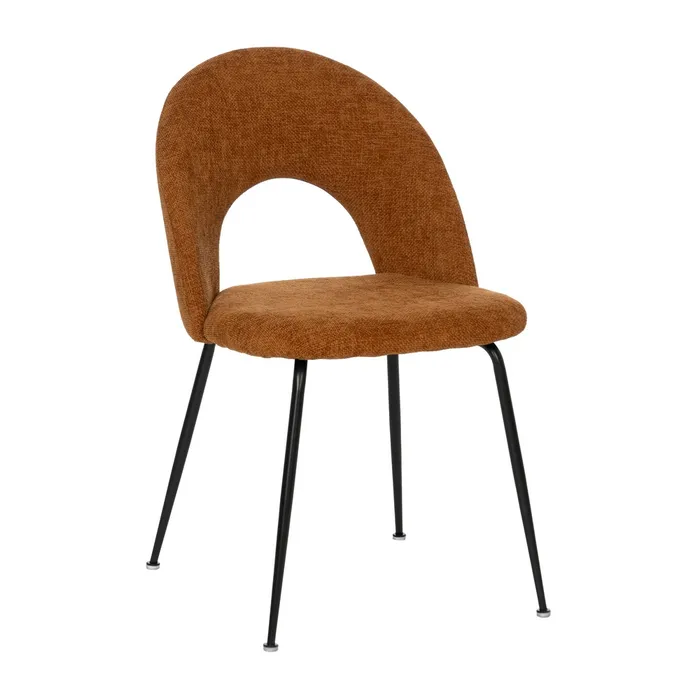 Scaune cărămizii cu tapițerie texturată și picioare negre – set 4 bucăți, design curbat [2]