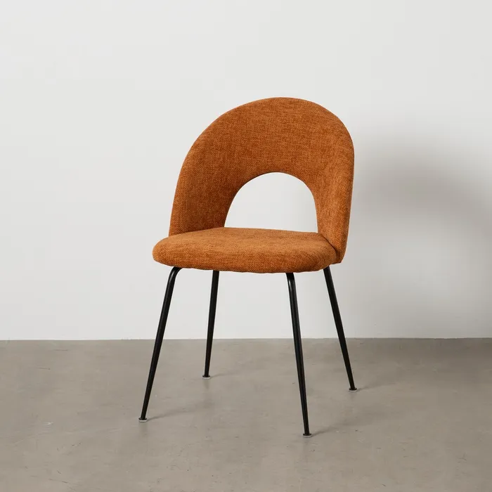 Scaune cărămizii cu tapițerie texturată și picioare negre – set 4 bucăți, design curbat [1]