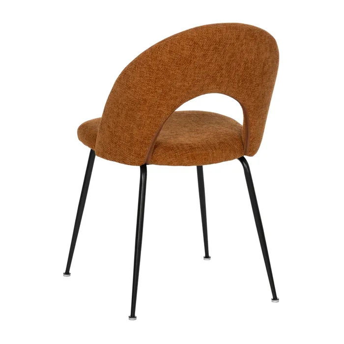 Scaune cărămizii cu tapițerie texturată și picioare negre – set 4 bucăți, design curbat [4]