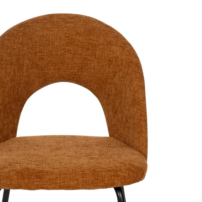 Scaune cărămizii cu tapițerie texturată și picioare negre – set 4 bucăți, design curbat [5]