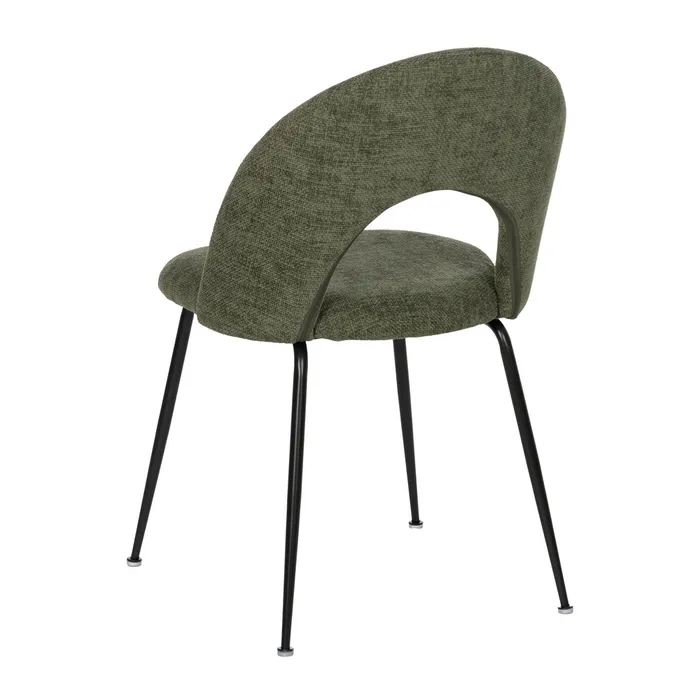 Scaune verde măsliniu cu tapițerie textilă și picioare negre – set 4 bucăți, design curbat [4]