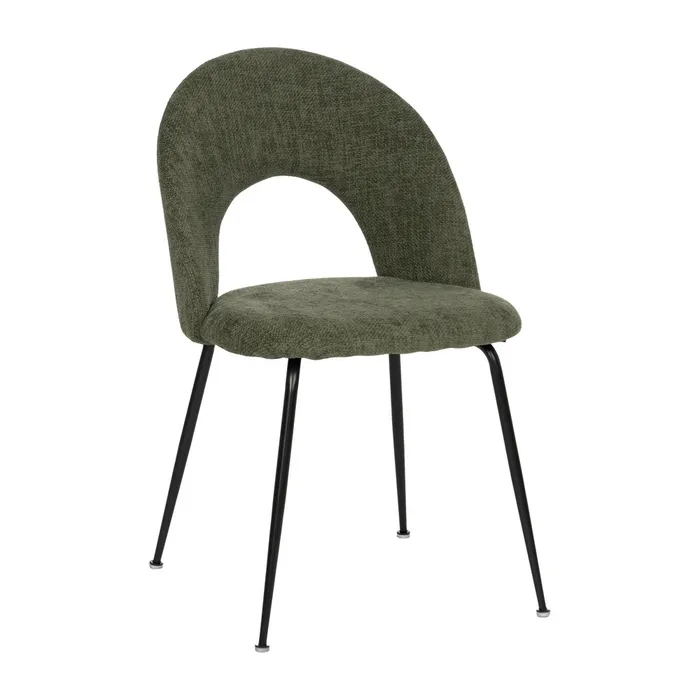 Scaune verde măsliniu cu tapițerie textilă și picioare negre – set 4 bucăți, design curbat [2]