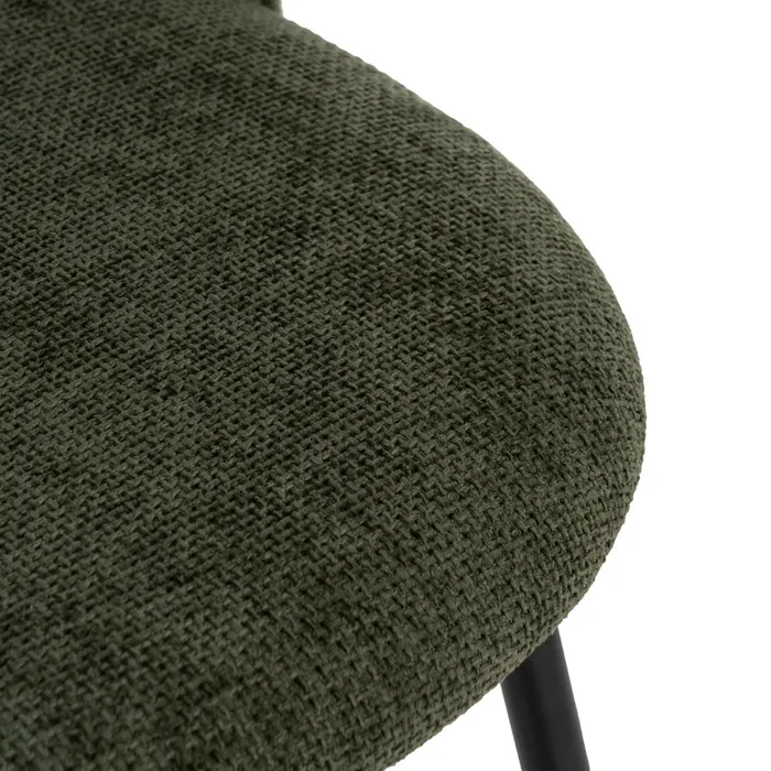 Scaune verde măsliniu cu tapițerie textilă și picioare negre – set 4 bucăți, design curbat [7]