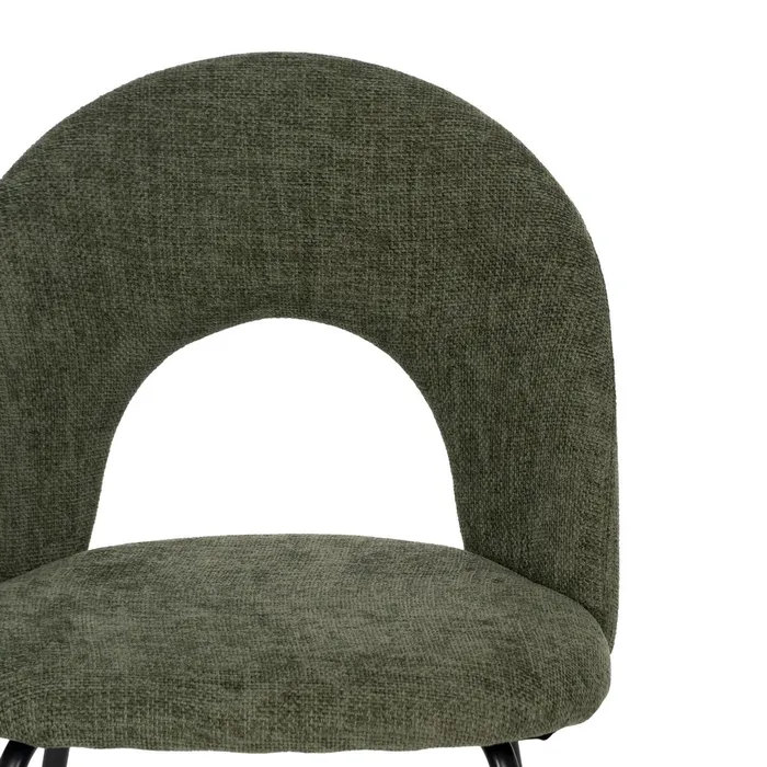 Scaune verde măsliniu cu tapițerie textilă și picioare negre – set 4 bucăți, design curbat [5]