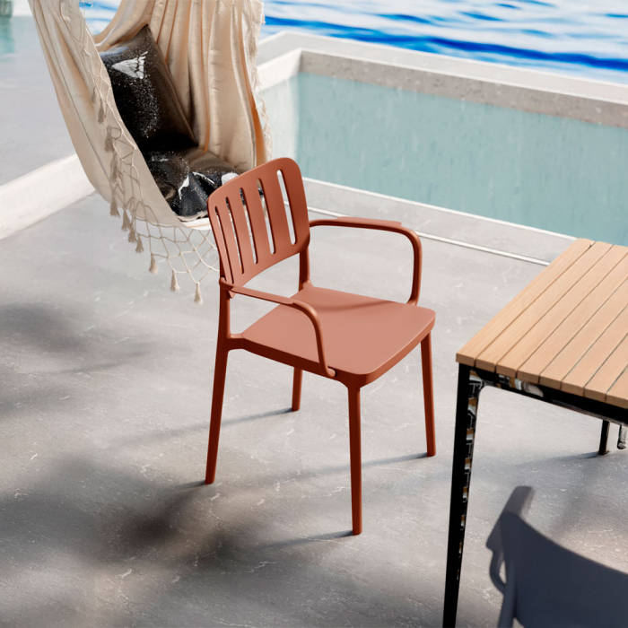 Set 4 scaune din polipropilenă roșu teracotă [2]