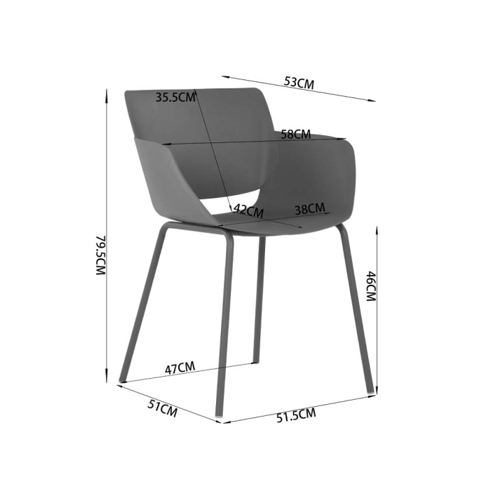 Set 4 scaune din polipropilenă verde olive cu cadru metalic [5]