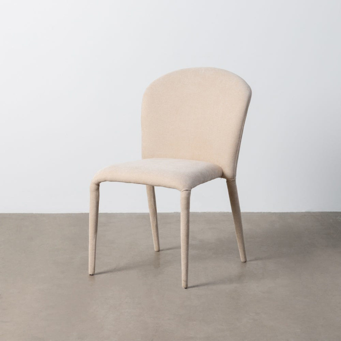 Set de 4 scaune dining crem din stofă cu structură metalică [13]