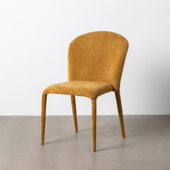 Set de 4 scaune dining muștar din stofă cu structură metalică – imagine principală [13]