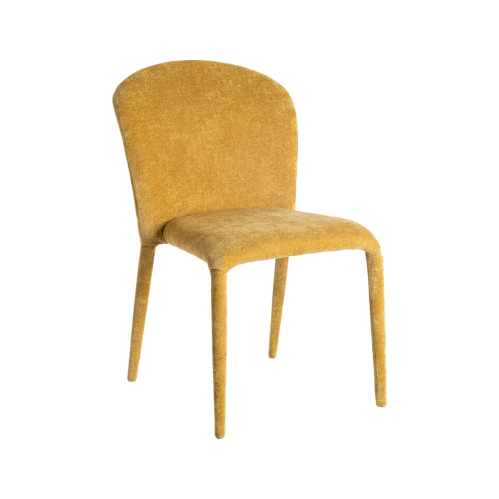 Set de 4 scaune dining muștar din stofă cu structură metalică – imagine principală [4]