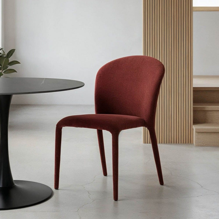 Set de 4 scaune dining roșii din stofă cu structură metalică – imagine principală [3]