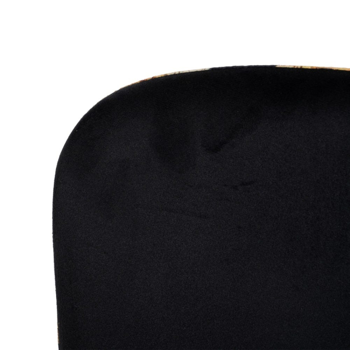 Set de 4 scaune dining negru floral cu brațe din stofă, velur negru față, spate floral, cadru metalic negru, 59×51×82 cm [7]