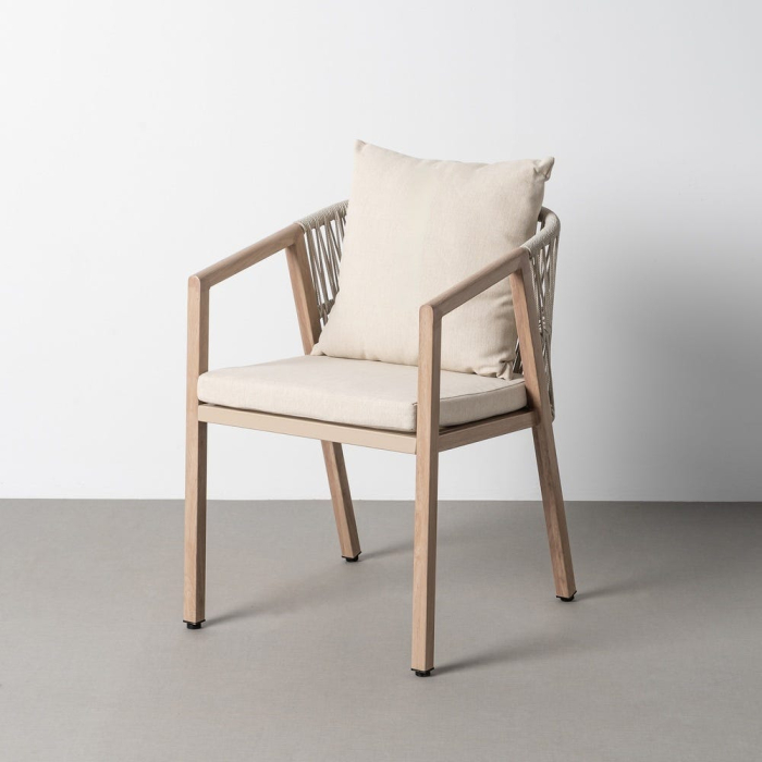 Set 4 scaune exterior HoReCa din ratan sintetic bej cu perne detașabile și structură din oțel [2]