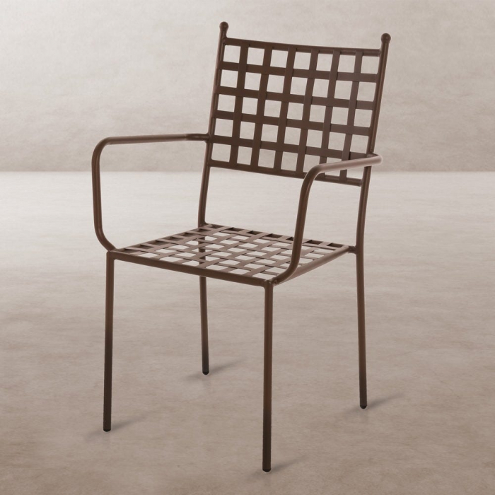 Scaune Cartago Rust din fier forjat – finisaj oxid, brațe și design arhitectural [1]