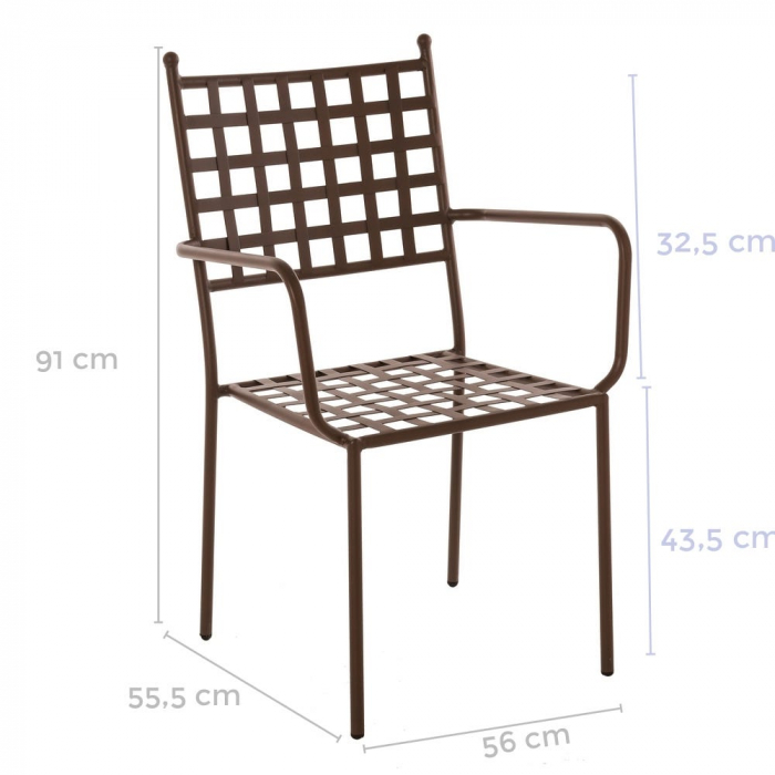Scaune Cartago Rust din fier forjat – finisaj oxid, brațe și design arhitectural [2]