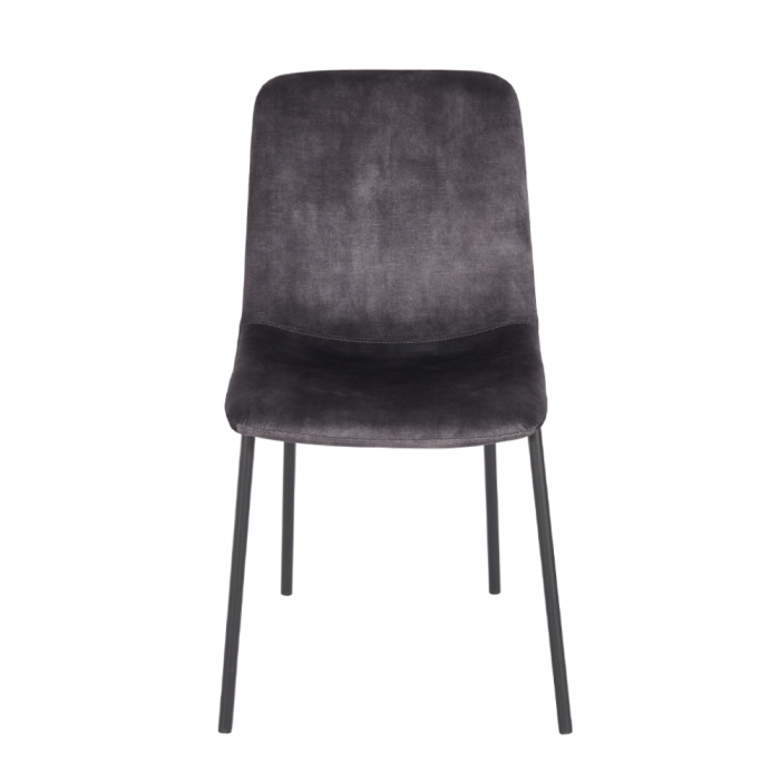 Set scaune gri Brick cu catifea luxoasă și picioare metalice negre [3]