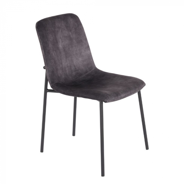 Set scaune gri Brick cu catifea luxoasă și picioare metalice negre [1]