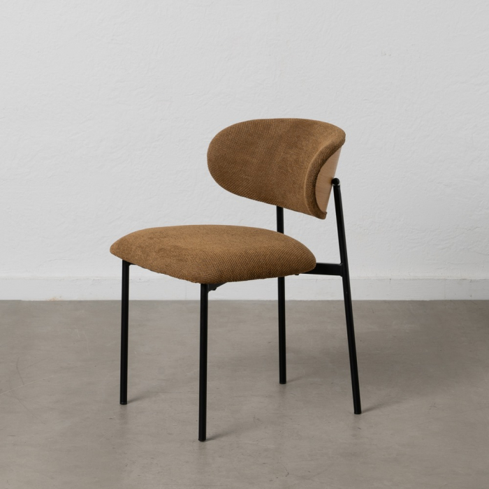 Set scaune maro stofa si metal|Scaune elegante pentru interioare sofisticate [1]