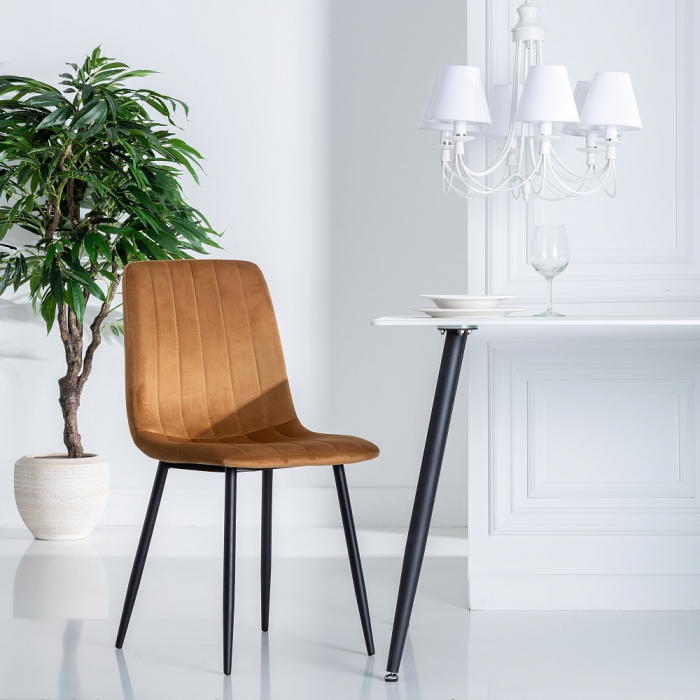 Set 4 scaune maronii catifea moderne|Scaune durabile pentru amenajari contemporane [2]