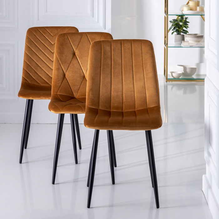 Set 4 scaune maronii catifea moderne|Scaune durabile pentru amenajari contemporane [3]