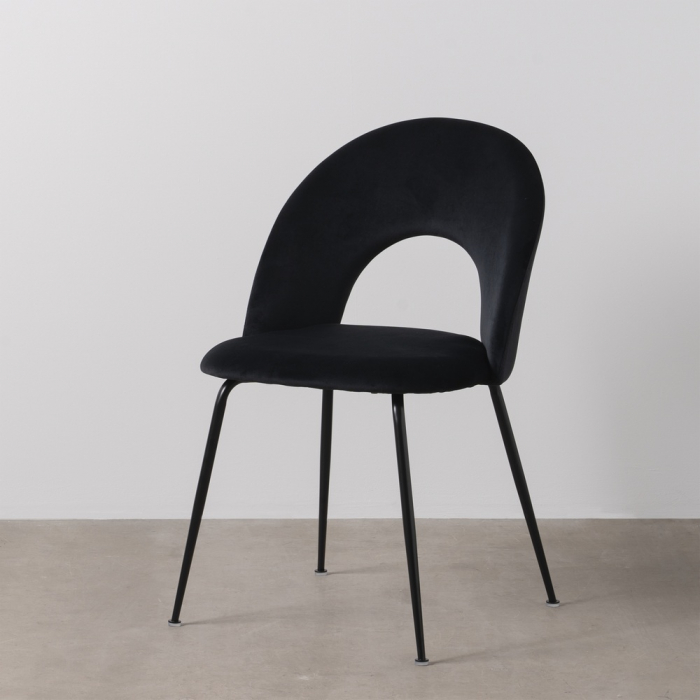 Set 4 scaune negre stofa si metal | Scaune moderne elegante [1]