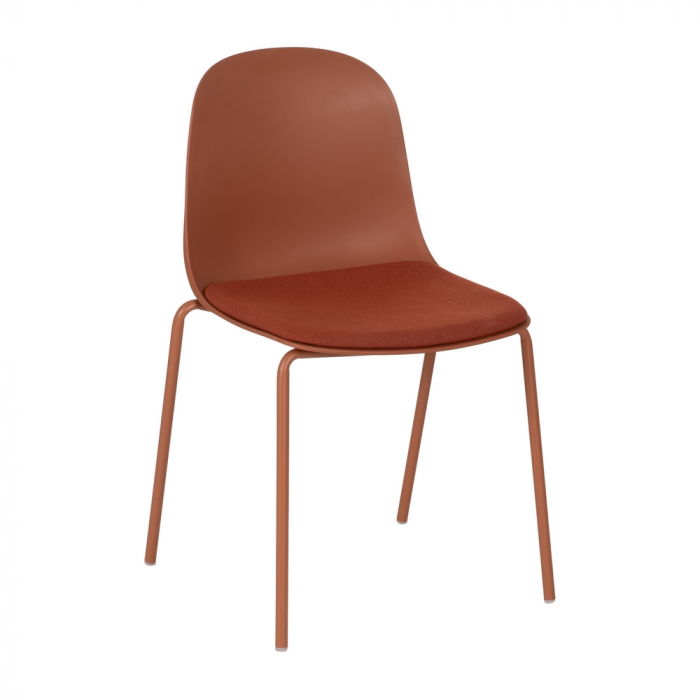 Set scaune rosu aprins polipropilena si metal|Scaune durabile pentru decor exterior [3]