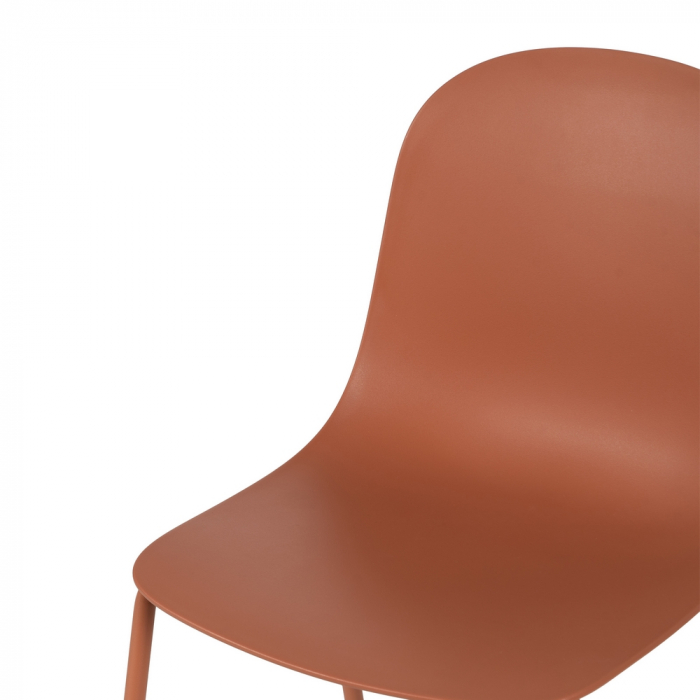 Set scaune rosu teracota polipropilena si metal|Scaune moderne pentru spatii exterioare [7]