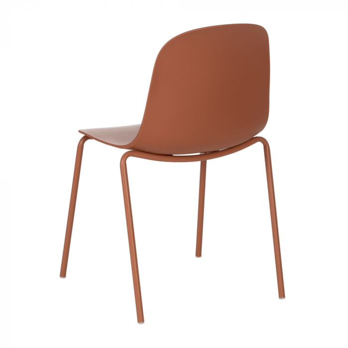 Set scaune rosu teracota polipropilena si metal|Scaune moderne pentru spatii exterioare [5]