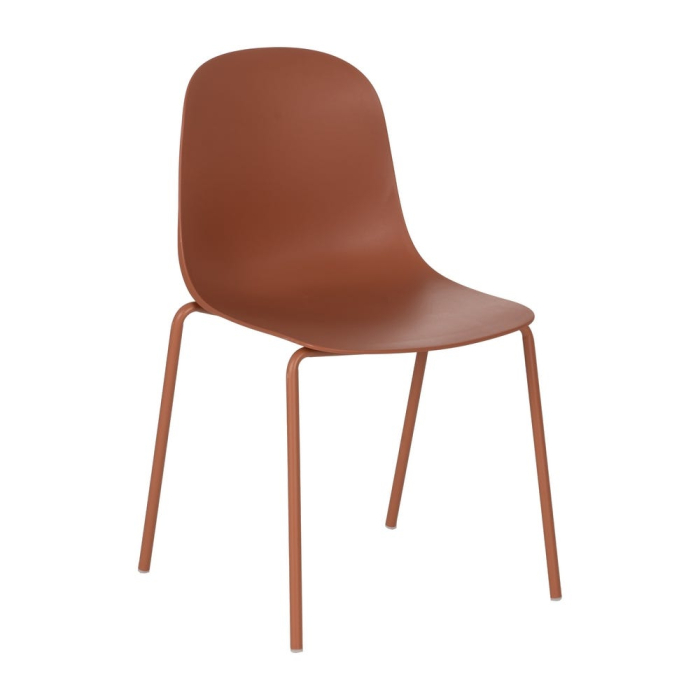 Set scaune rosu teracota polipropilena si metal|Scaune moderne pentru spatii exterioare [3]