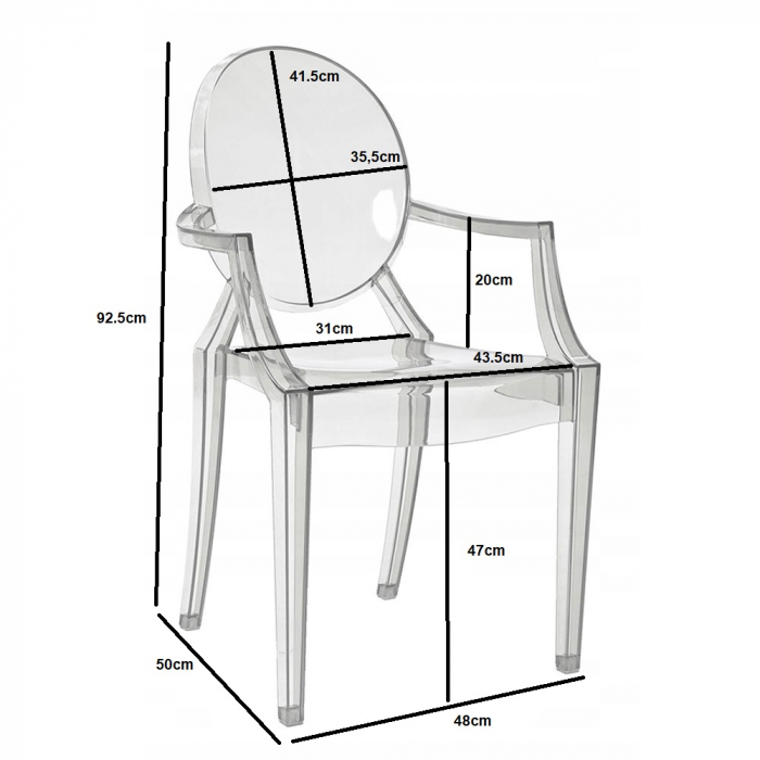 Set de 4 scaune transparente Garde 48x50x92.5 [2]