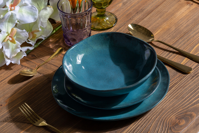 Set farfurii shabby chic Irenka ceramica albastra|Farfurii decorative vintage [6]