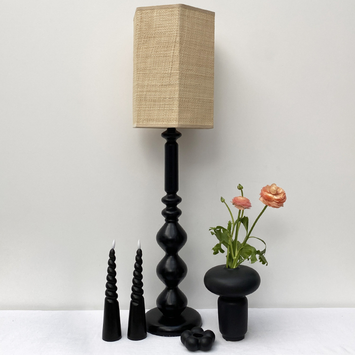 Set de 6 lumânări LED tip pilon torsadate din ceară naturală culoare negru 5.5 x 5.5 x 24.5 cm [2]