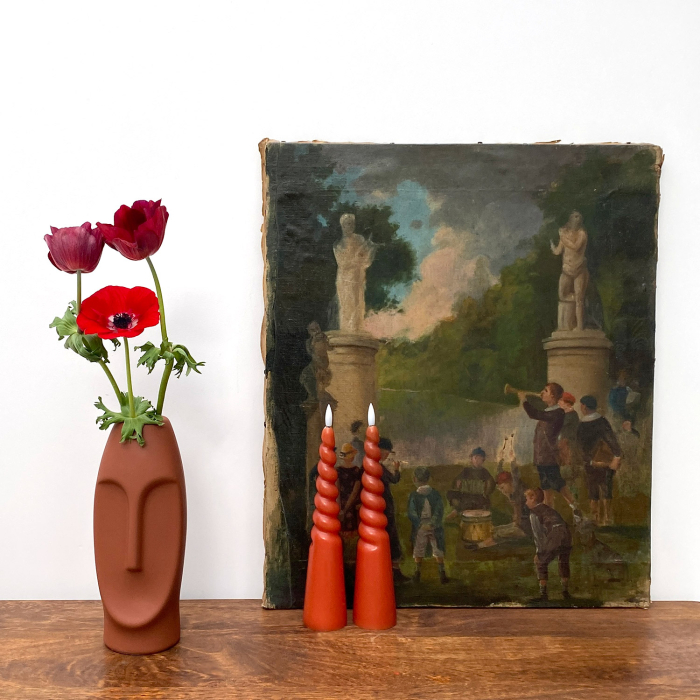 Set de 6 lumânări LED tip pilon torsadate din ceară naturală culoare tabac 5.5 x 5.5 x 24.5 cm [2]