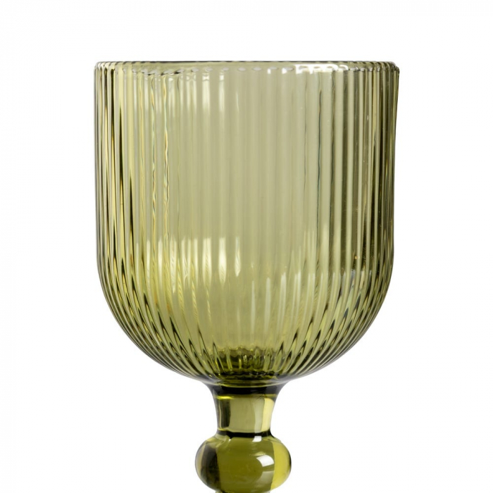 Set de 6 pahare de vin verzi din sticlă canelată 360 ml [2]