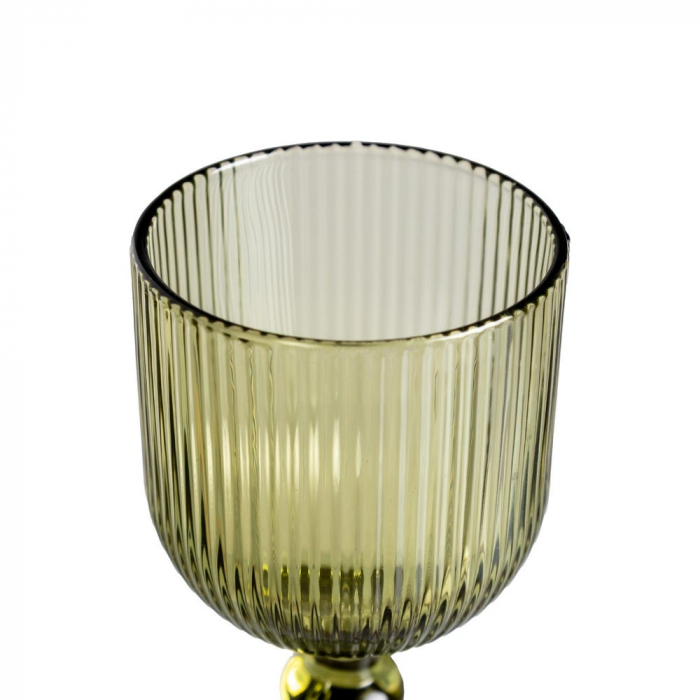 Set de 6 pahare de vin verzi din sticlă canelată 360 ml [4]