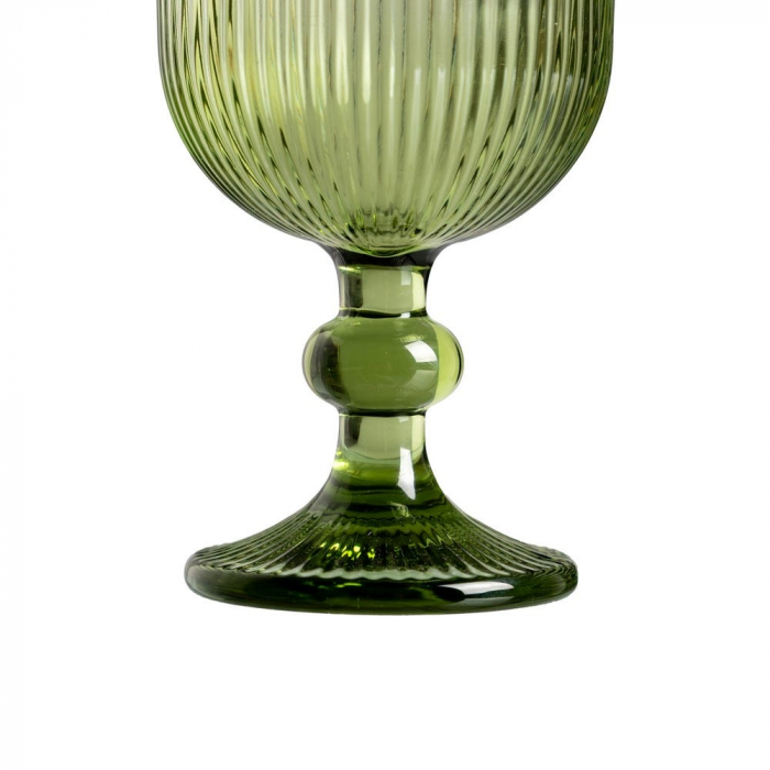 Set de 6 pahare de vin verzi din sticlă cu picior texturat 250 ml [3]