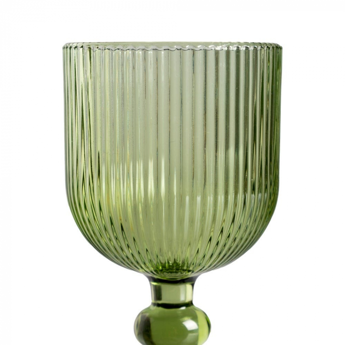 Set de 6 pahare de vin verzi din sticlă cu picior texturat 250 ml [2]