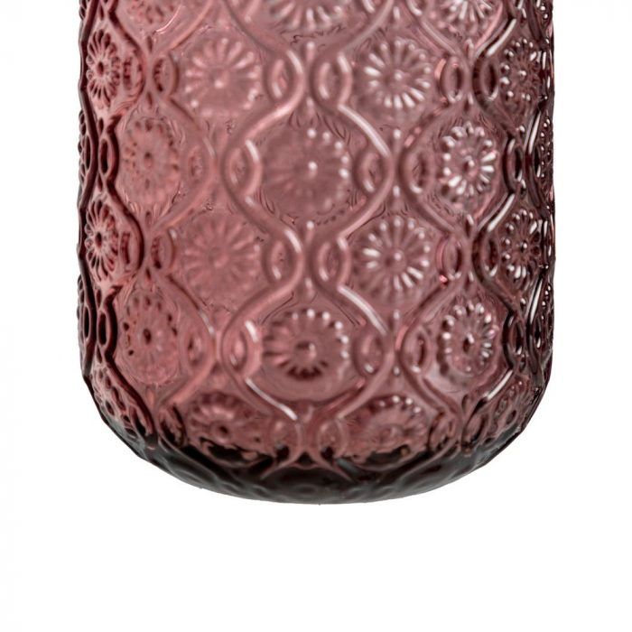 Set de 6 pahare roz din sticlă cu model floral embosat 260 ml [3]